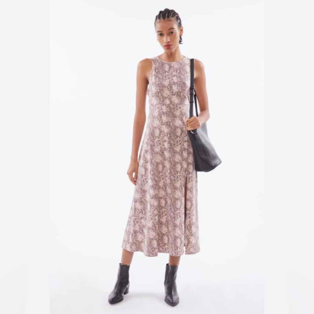 Urban outfitters UO Skylar brown pink  midi dress snake print size S